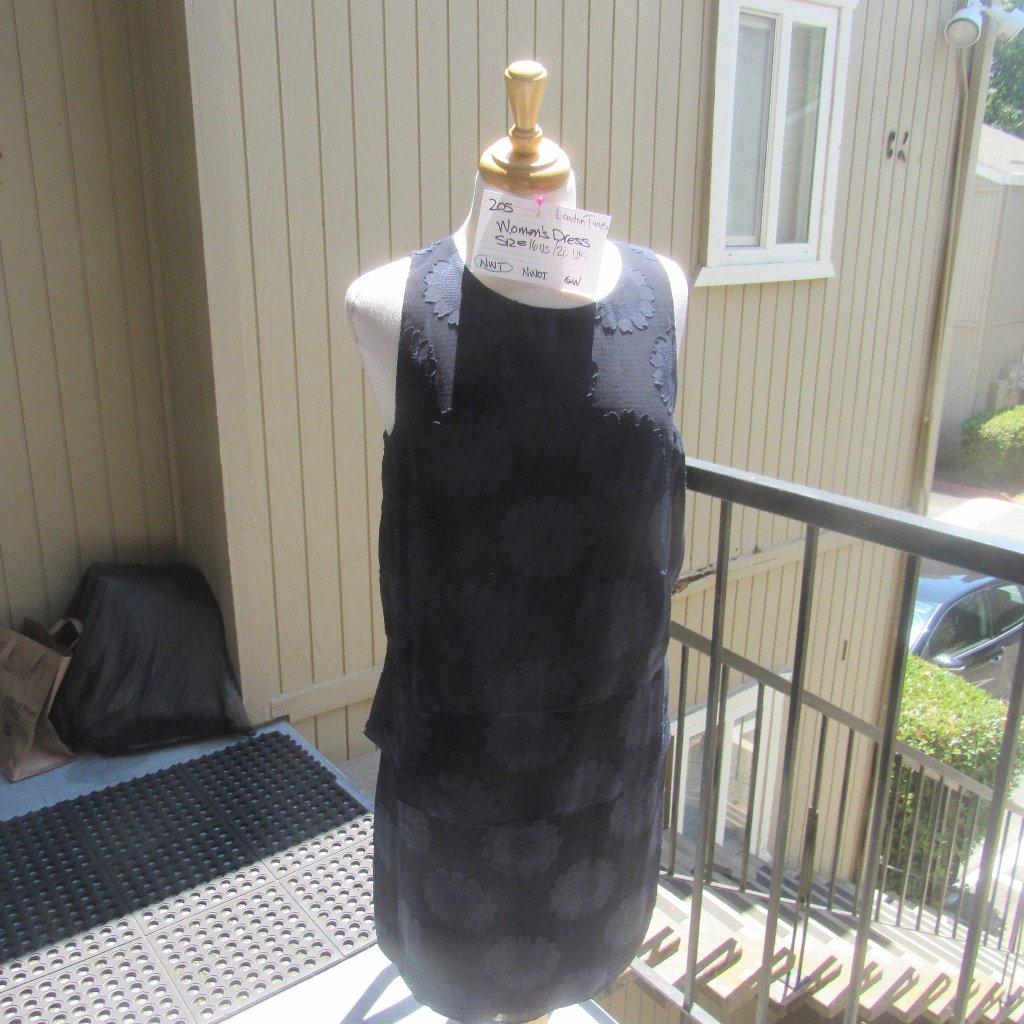 #205 New Women's Little Black Dress By London Times (Size 16us / 20uk)